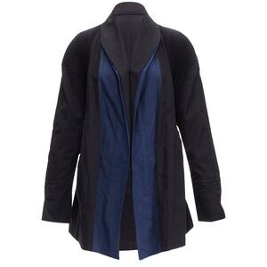 Issey Miyake cotton blend pleated shoulder D cut coat